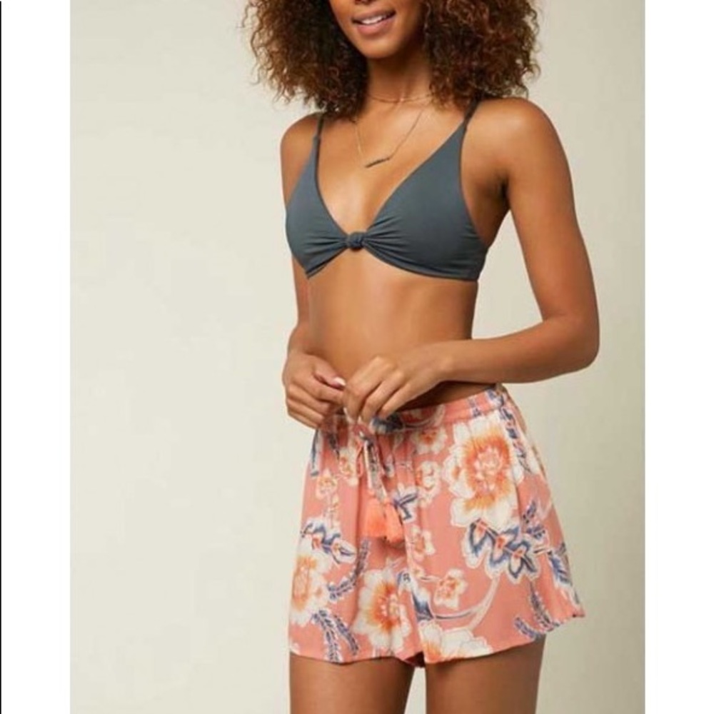 NWT O’Neill peach tropical floral print fabric shorts size S small